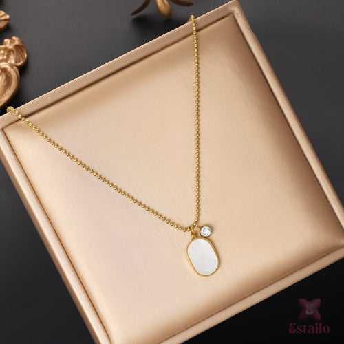 Nacre Essence Oval Pendant Necklace