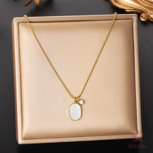 Nacre Essence Oval Pendant Necklace