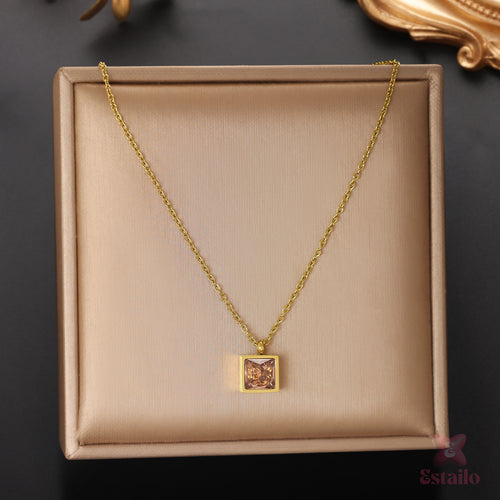 Solstice Square Pendant Necklace