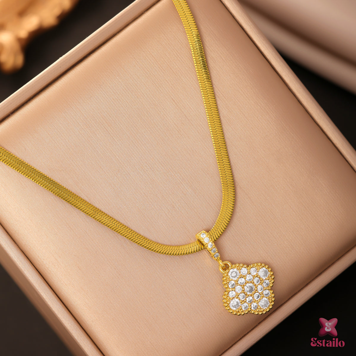 Gilded Sparkle Clover Necklace