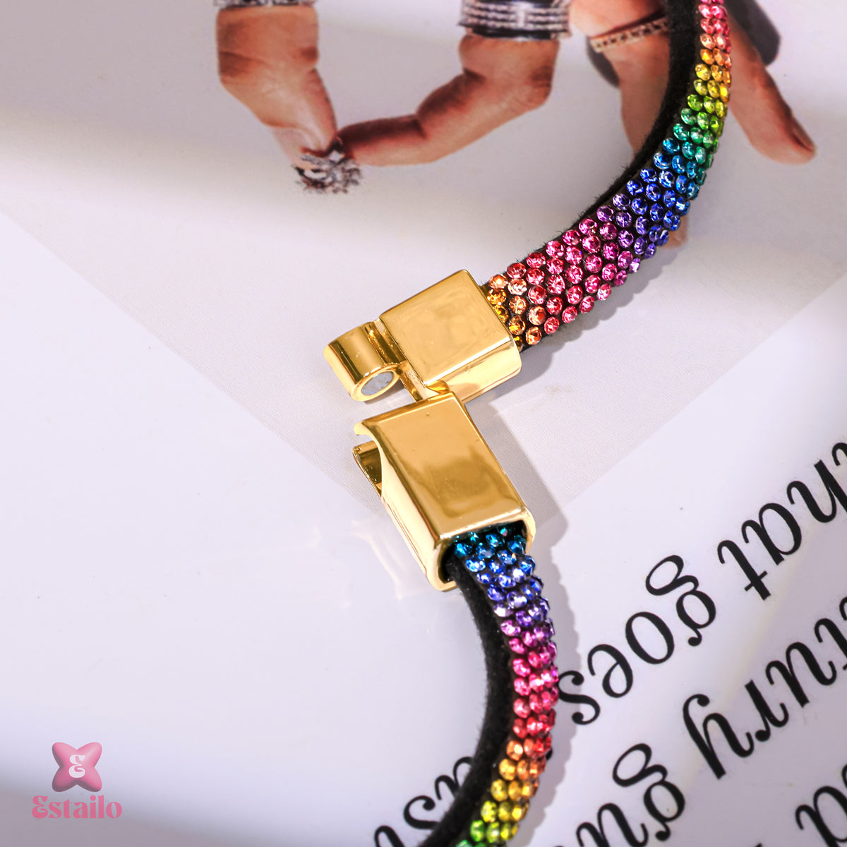 Pave Prism Cord Bracelet (Three Line)