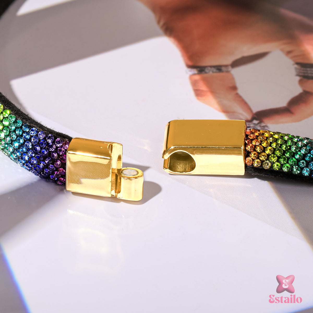 Pave Prism Cord Bracelet (Three Line)
