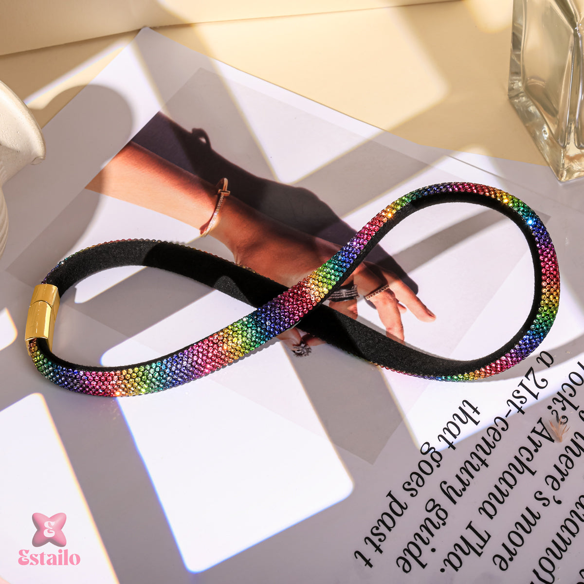 Pave Prism Cord Bracelet (Three Line)