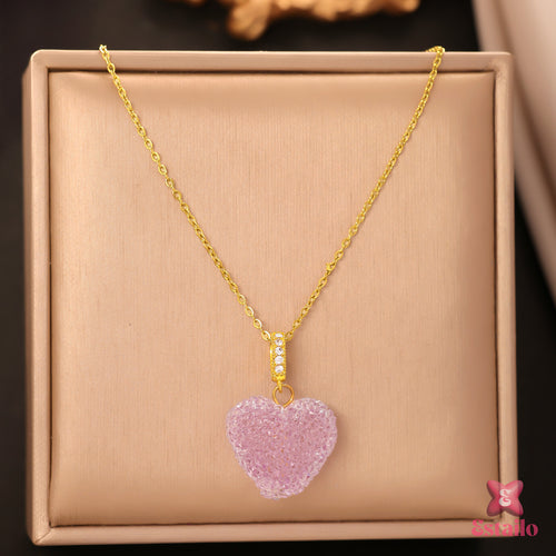 Pink Crystal Heart Necklace