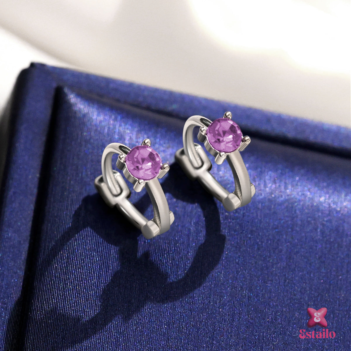 Regal Purple Hoops Earring