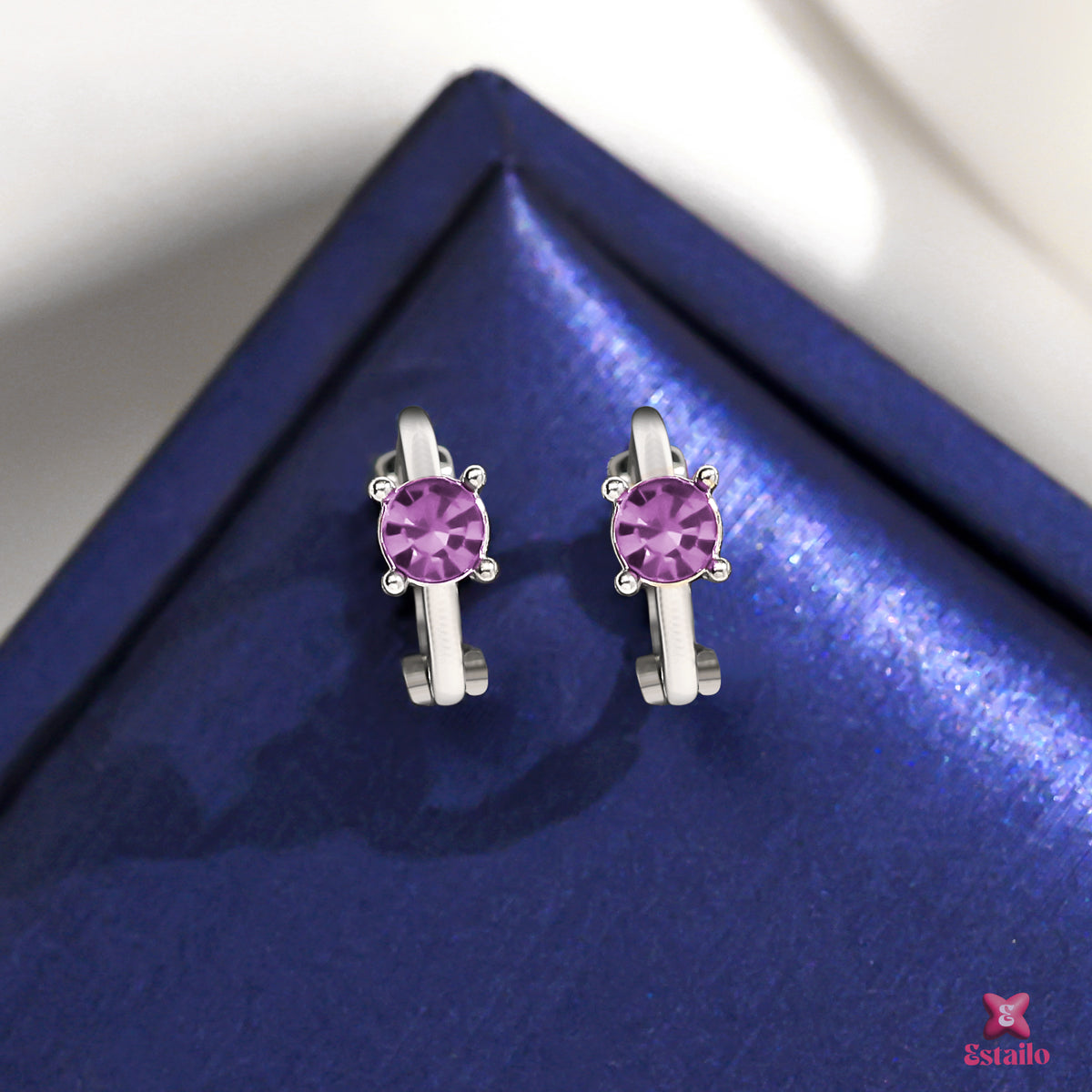 Regal Purple Hoops Earring