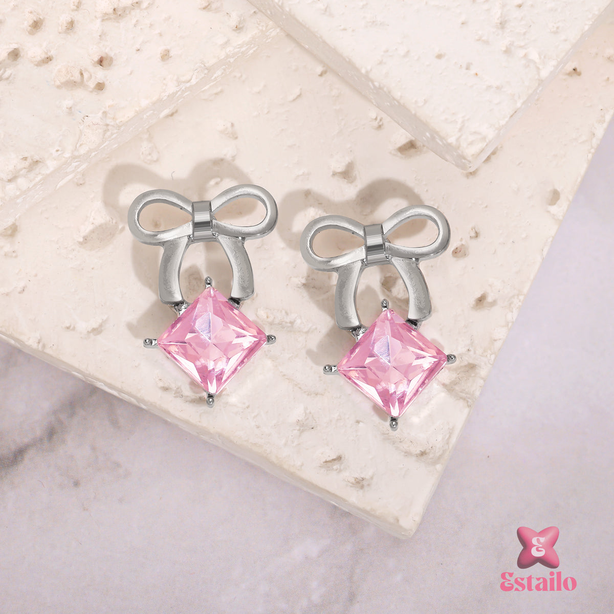 Pink Quartz Bow Earrings