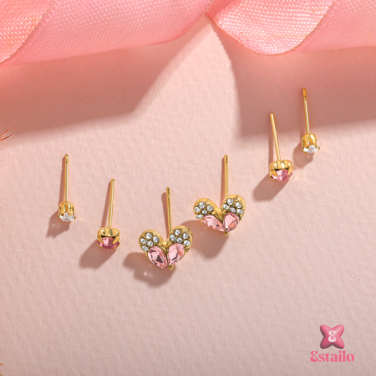Pink Heart Sparkle Earrings