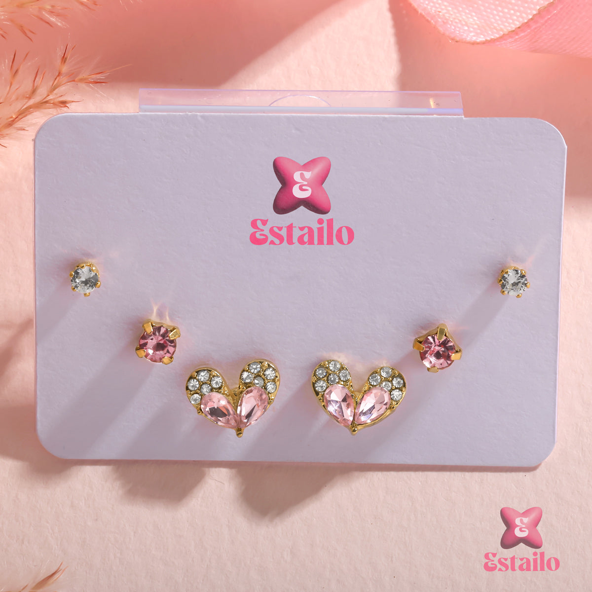 Pink Heart Sparkle Earrings