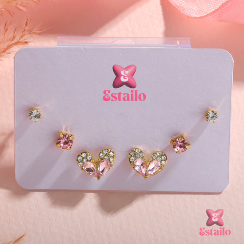 Pink Heart Sparkle Earrings