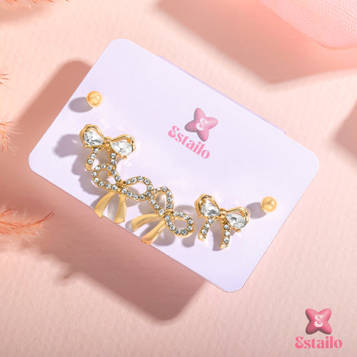 Ribbon Sparkle Studs Earrings