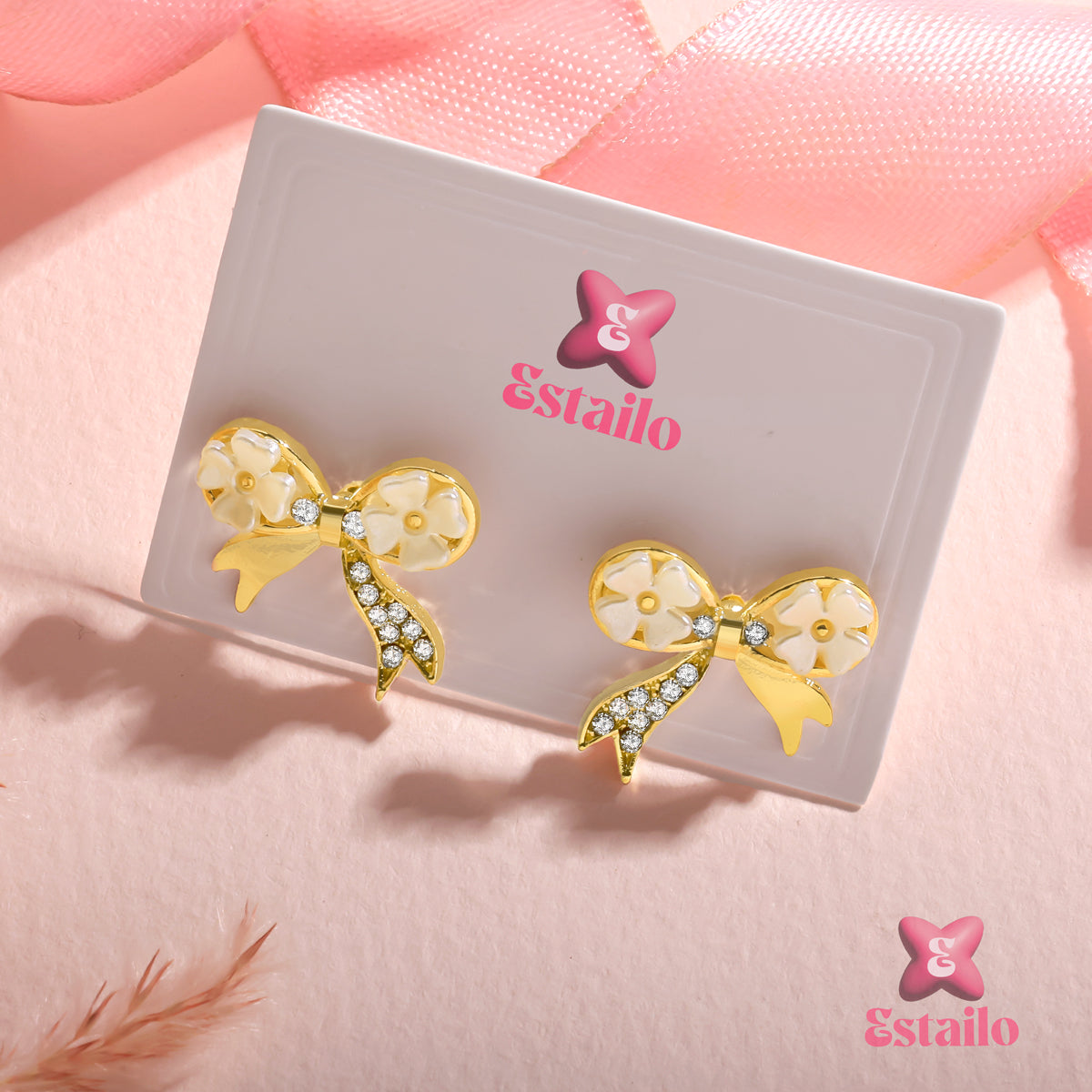 Golden Blossom Ribbon Earrings