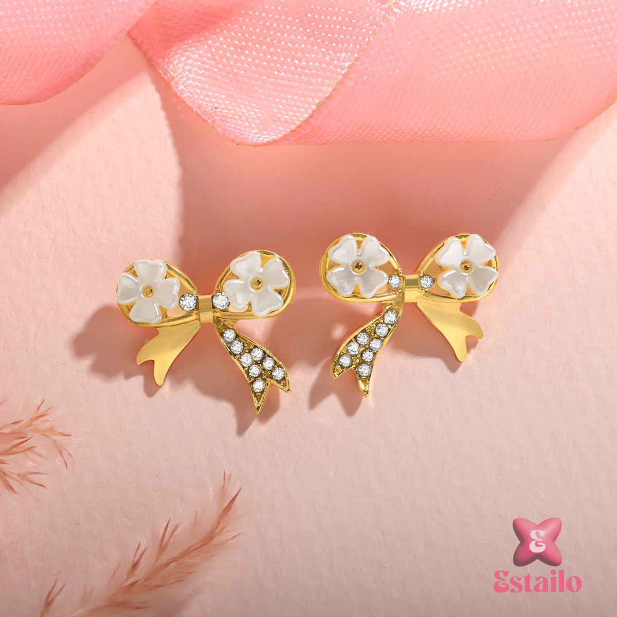 Golden Blossom Ribbon Earrings