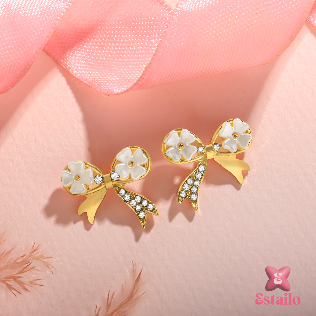 Golden Blossom Ribbon Earrings
