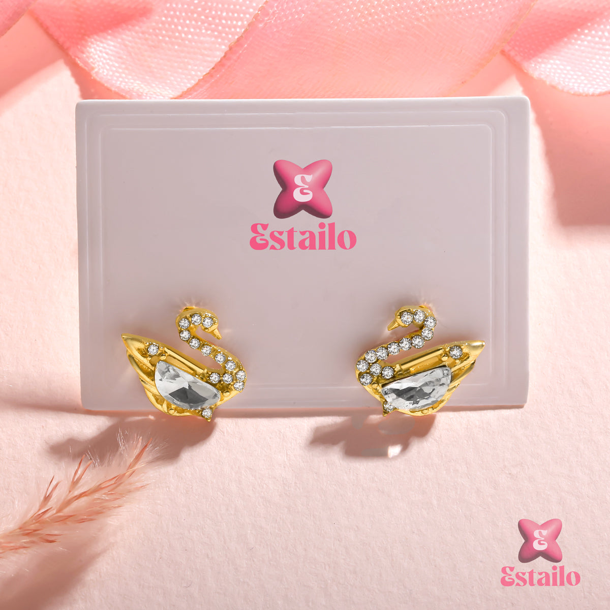 Swan Sparkle Studs Earrings