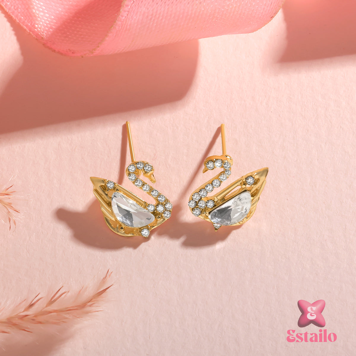 Swan Sparkle Studs Earrings
