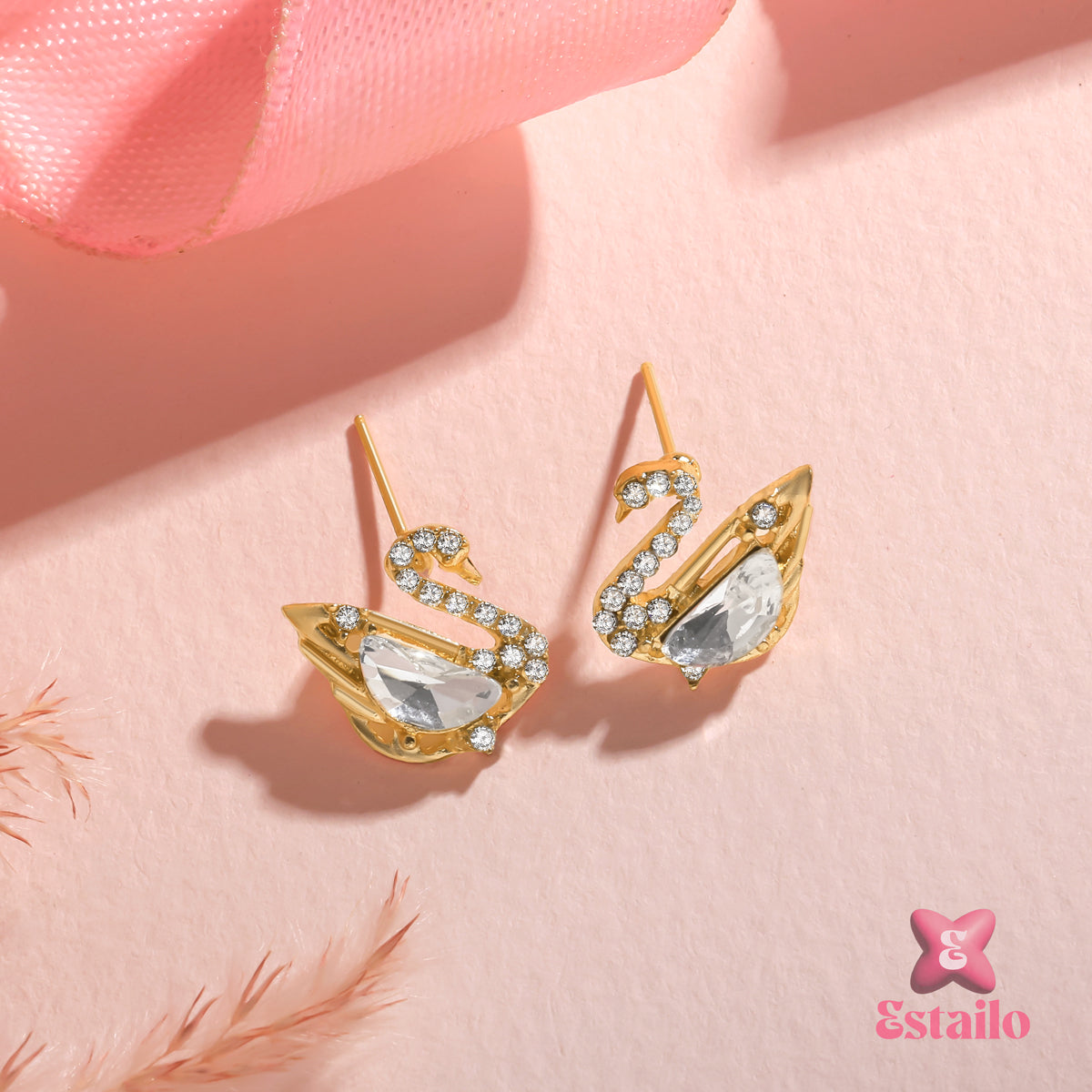 Swan Sparkle Studs Earrings