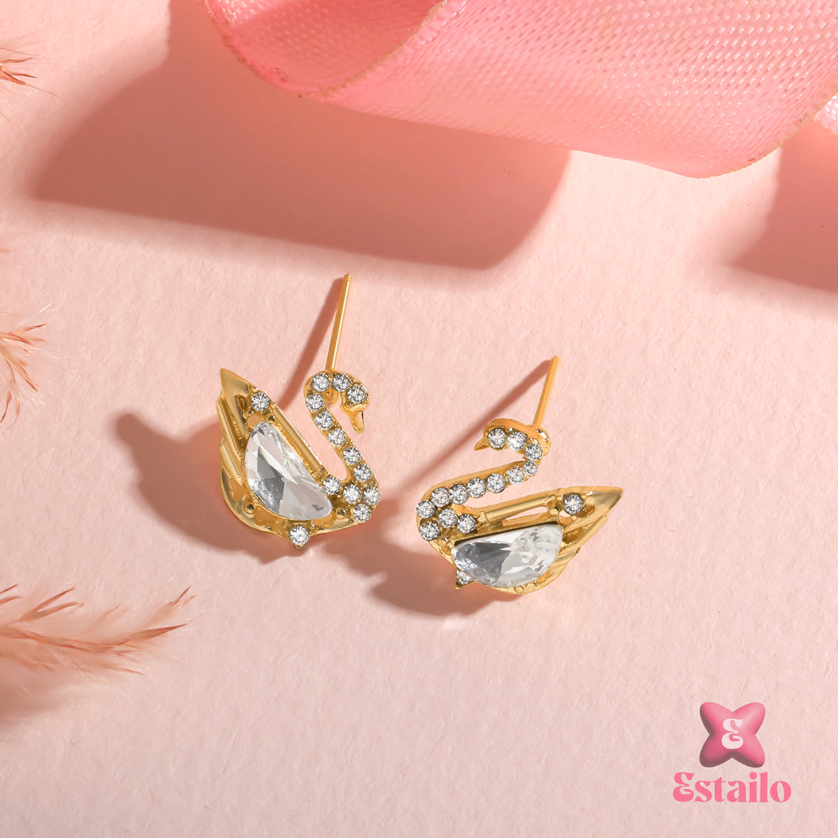 Swan Sparkle Studs Earrings