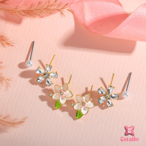 Floral Trio Studs Earrings