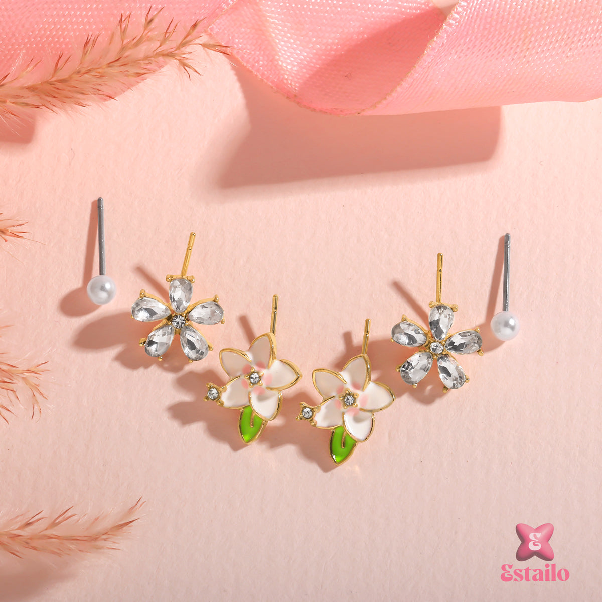 Floral Trio Studs Earrings
