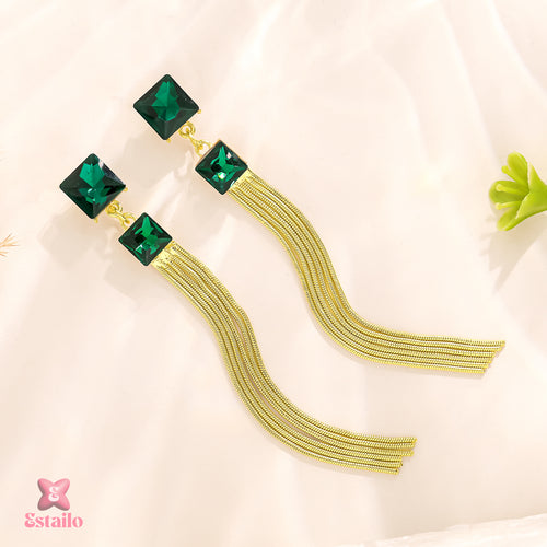 Emerald Tassel Earrings