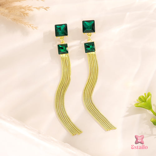 Emerald Tassel Earrings