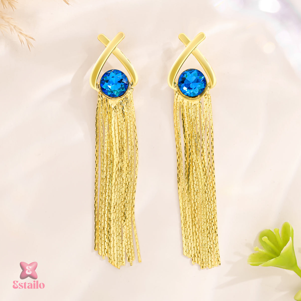 Azure Tassel Drops Earrings