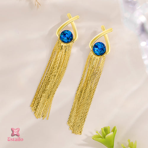 Azure Tassel Drops Earrings
