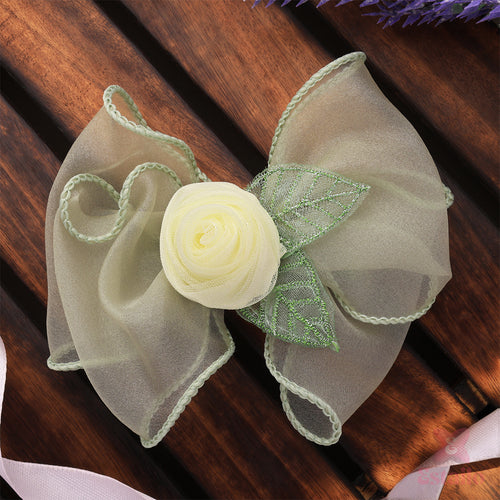 Leaf & Lace Ivory Bloom Bow Clip