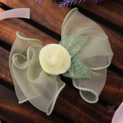Leaf & Lace Ivory Bloom Bow Clip