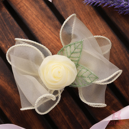 Snow Rose Elegance Bow Clip