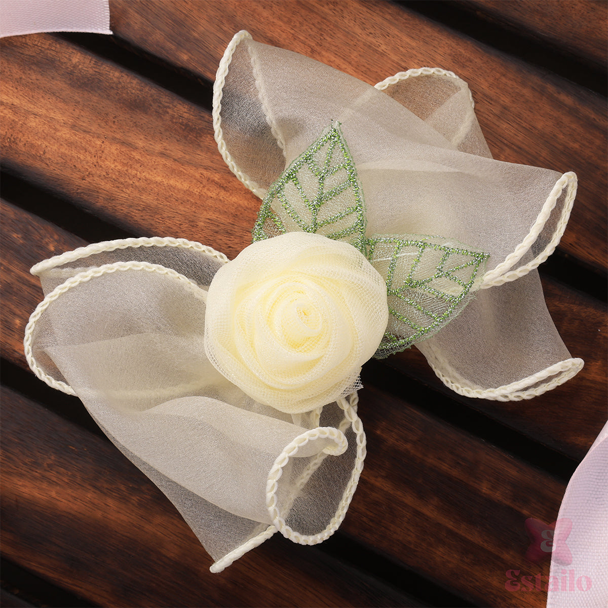 Snow Rose Elegance Bow Clip