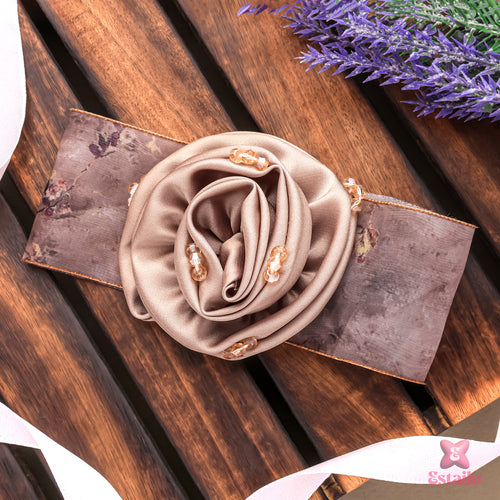 Mocha Silk Rose Bow Clip