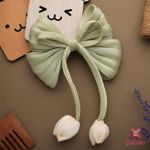 Mint Elegance Bow Hair Clip