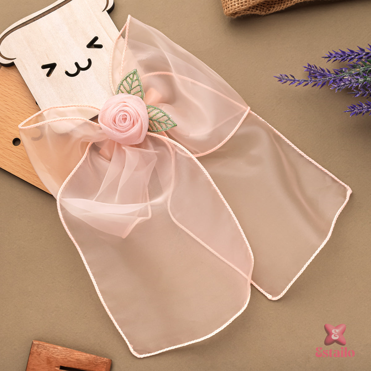 Pink Roseveil Organza Clip