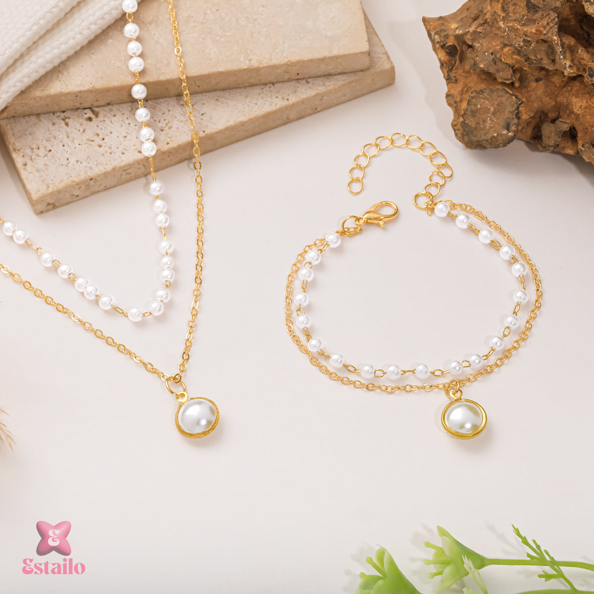 Elegance Golden Pearl Set