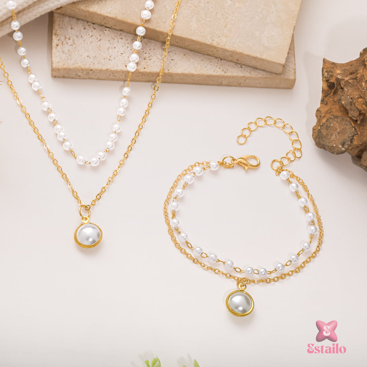 Elegance Golden Pearl Set