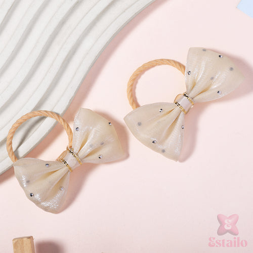 Ivory Sparkle Bow Hair Ties