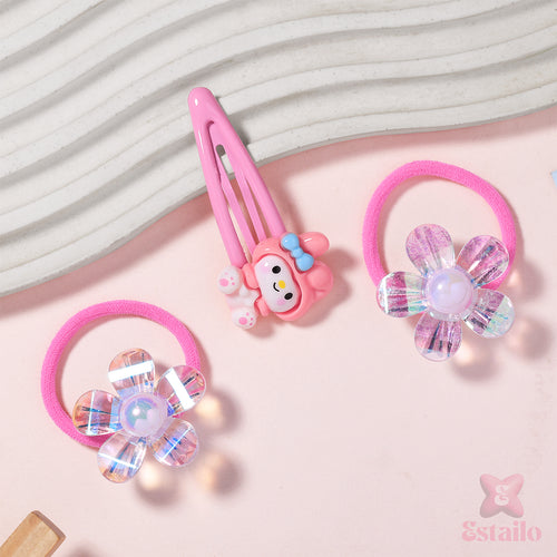 Pink Bunny Blossom Hair Set