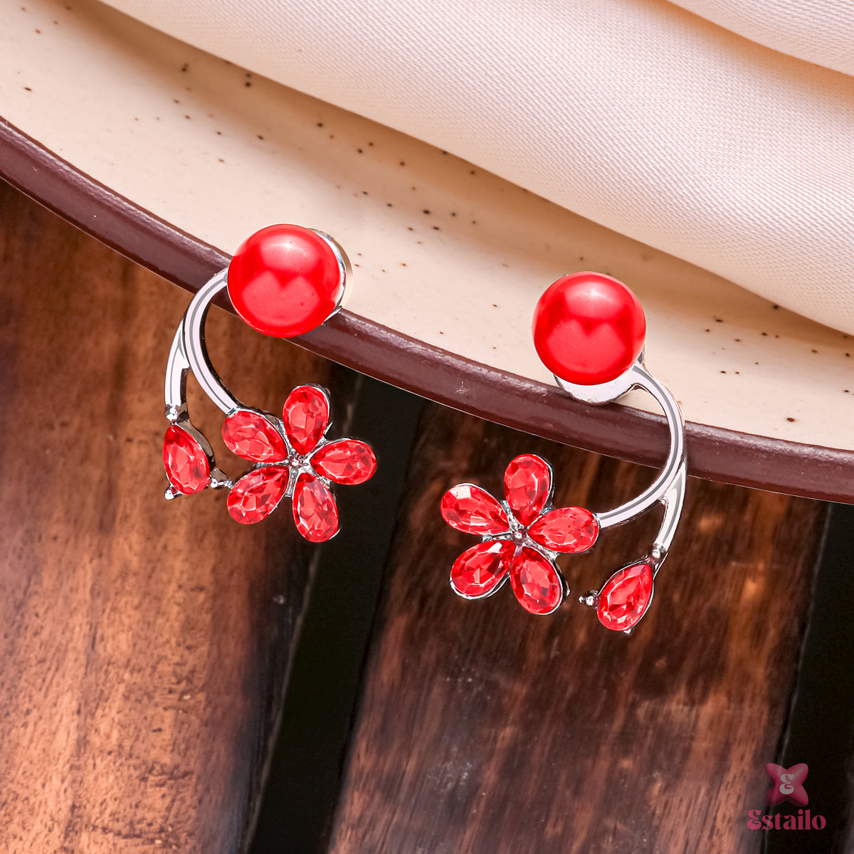Ruby Blossom Studs Earring