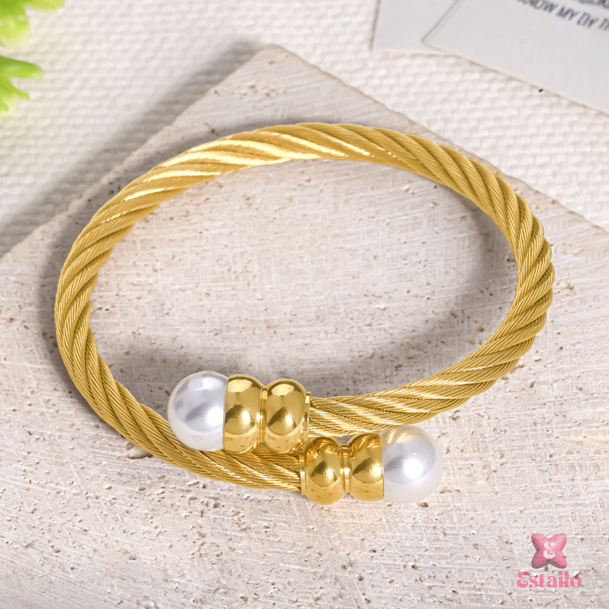 Twisted Pearl Cuff Bracelet