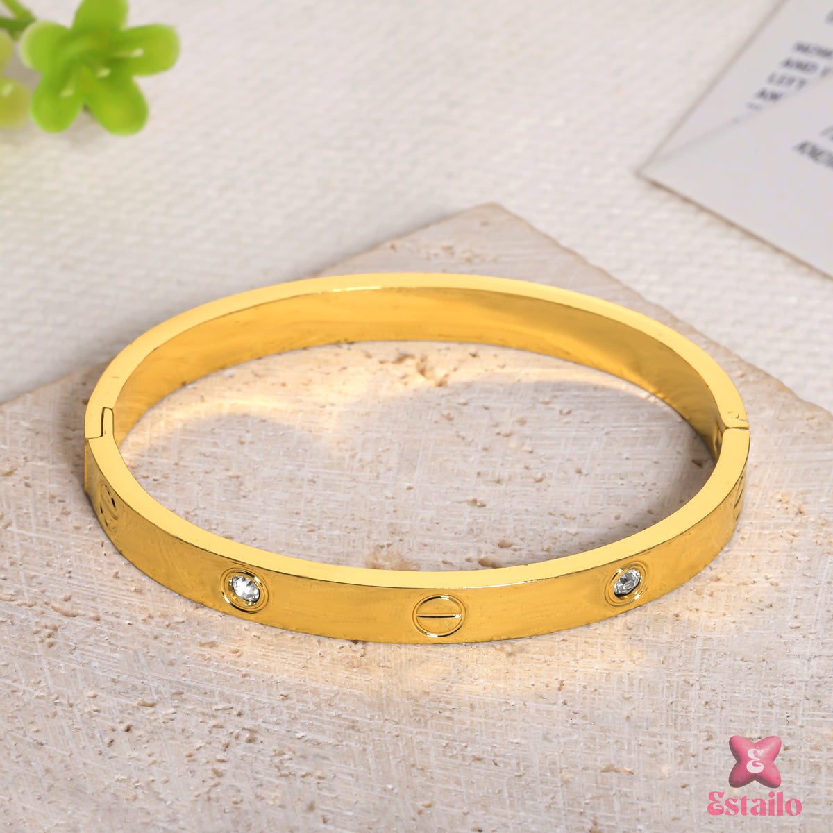 Gilded Screw Cuff Bracelet (size=2.2)