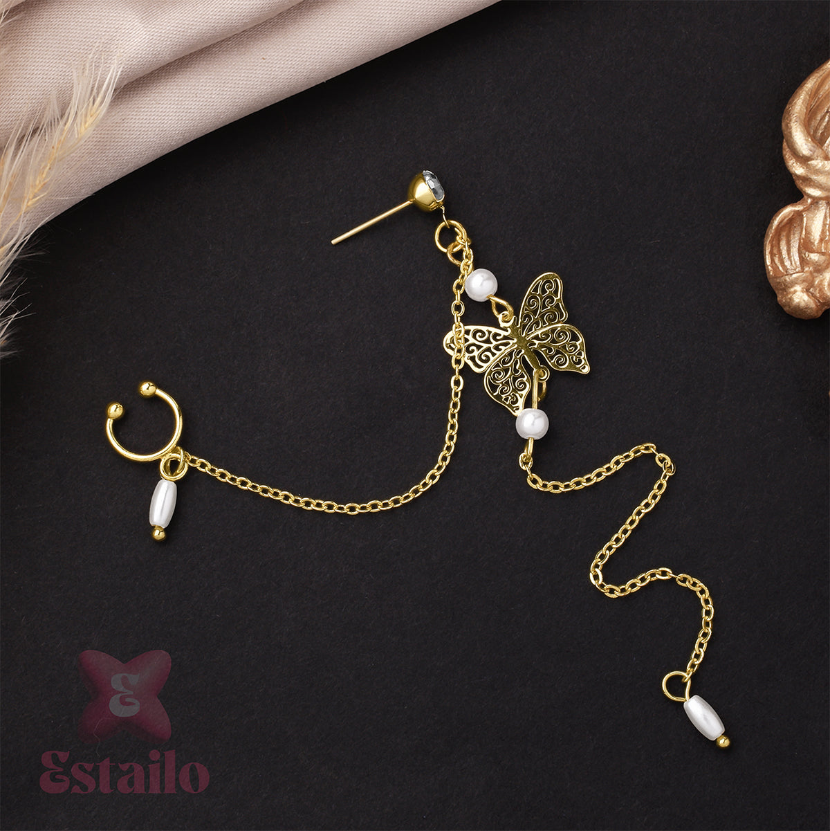 Butterfly Long Chain Earcuff Earring