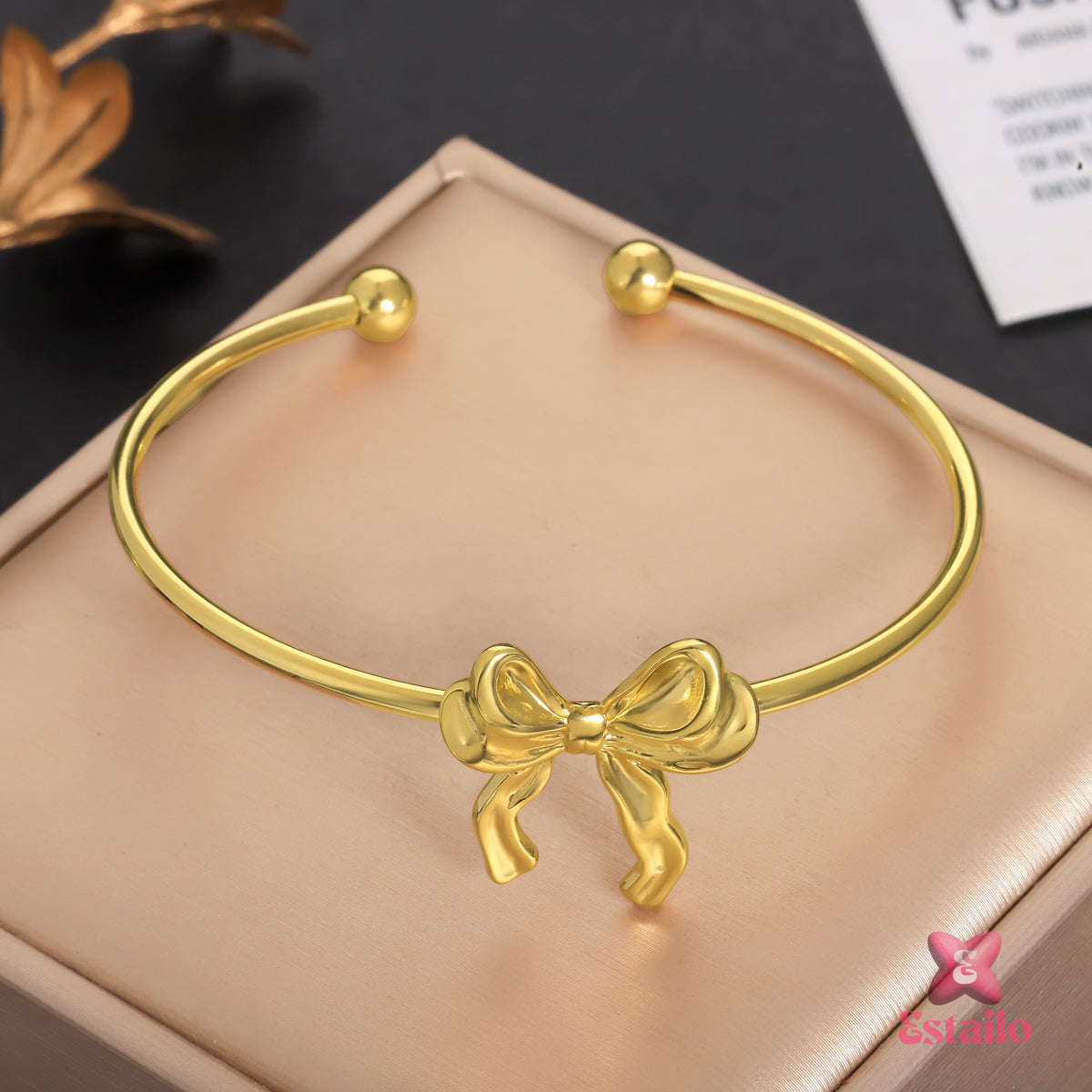Golden Bow Tie Cuff Bracelet