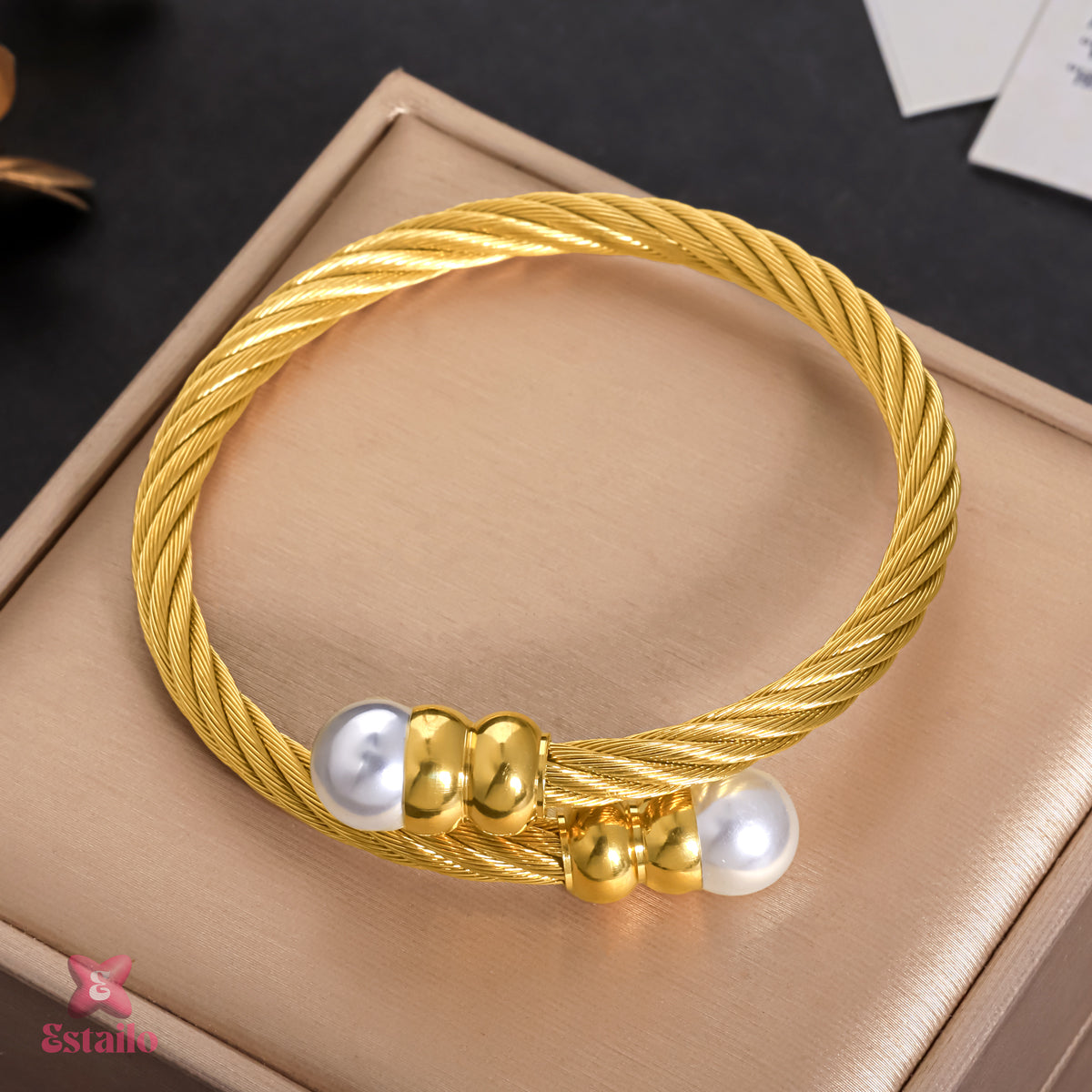 Twisted Pearl Cuff Bracelet
