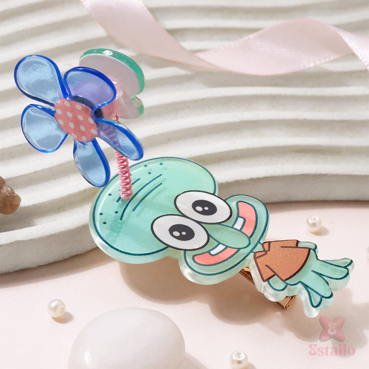 Squidward's Floral Flair Clip