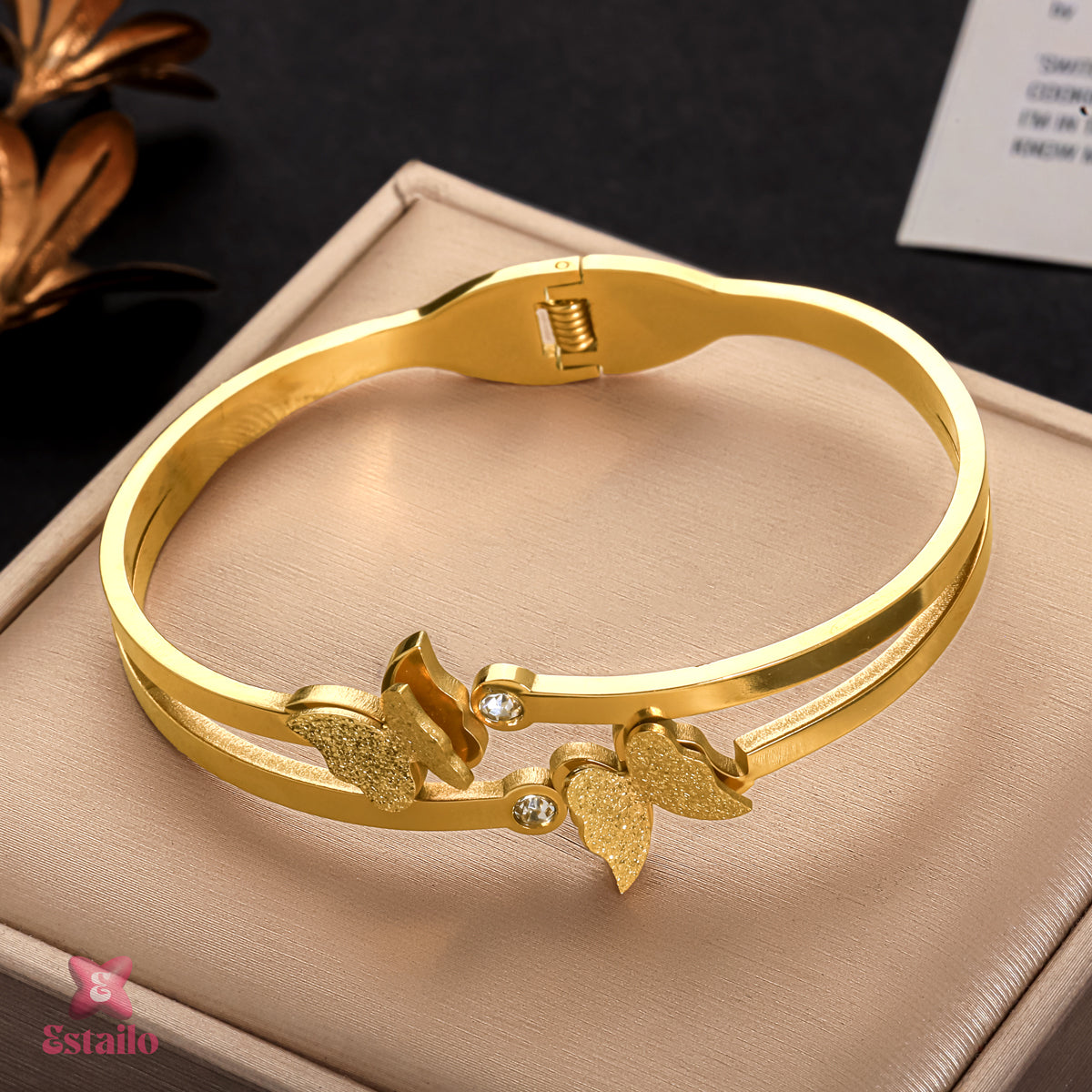 Dual Wing Sparkle Cuff Bracelet