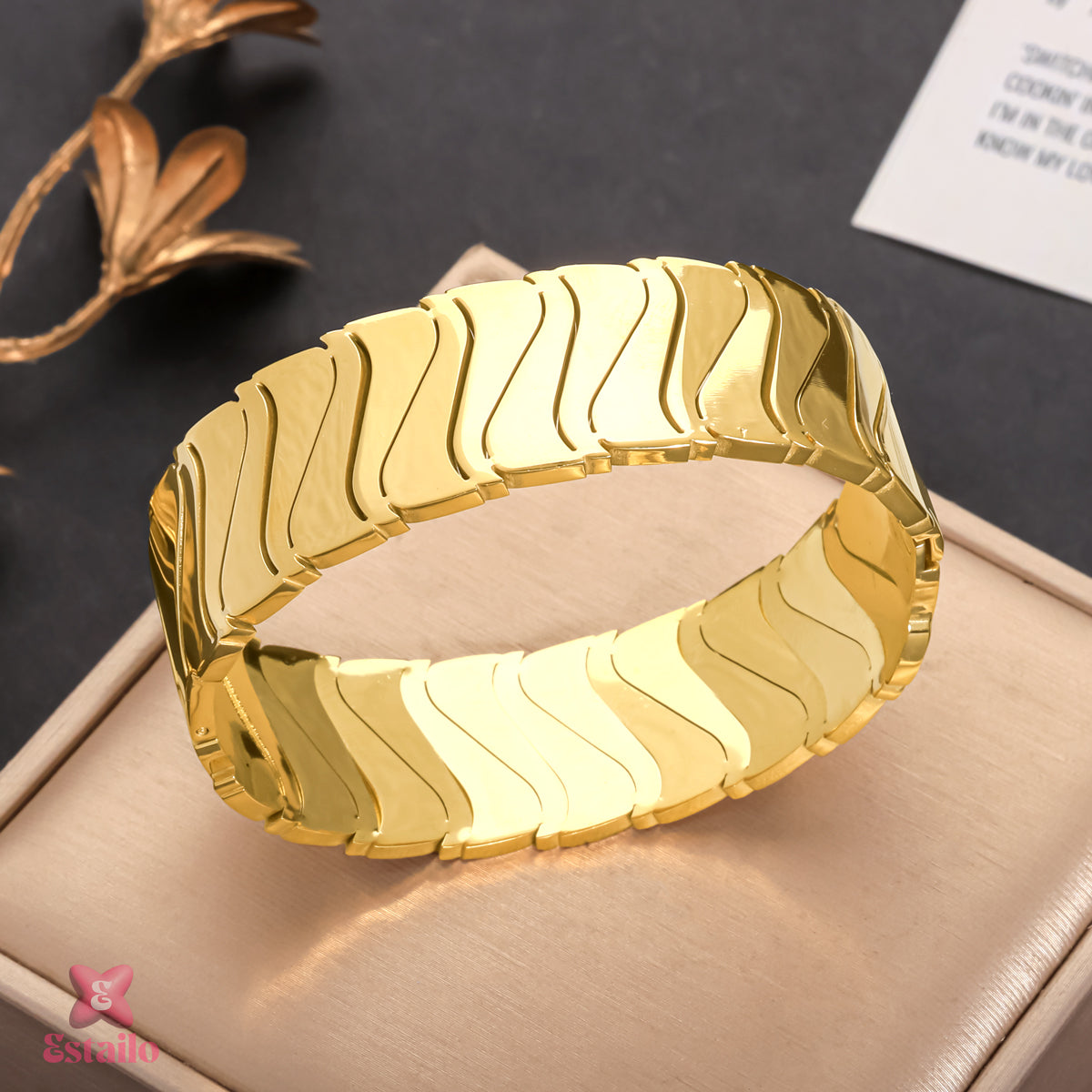 Gilded Wave Cuff Bracelet