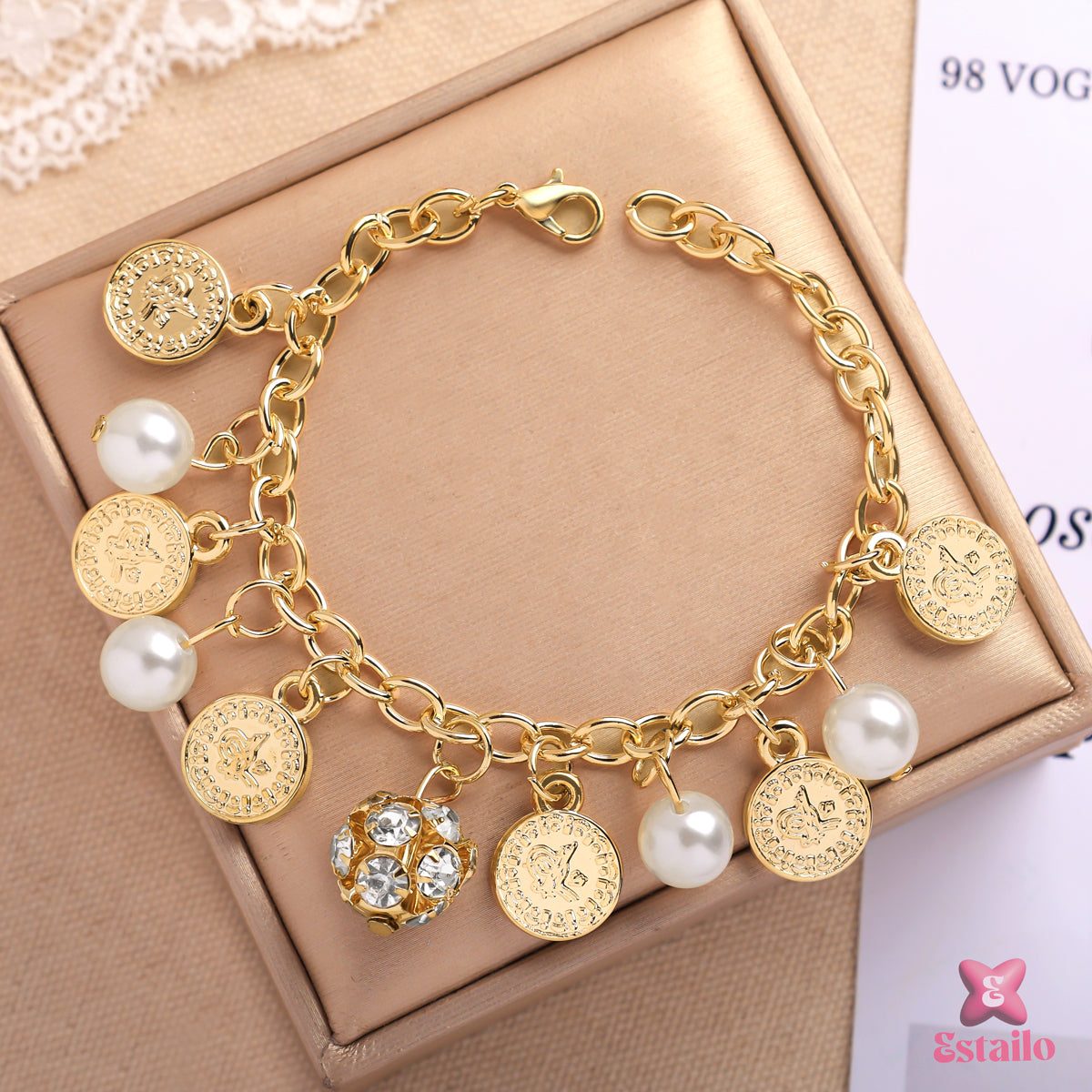 Dazzling Pearl & Coin Bracelet