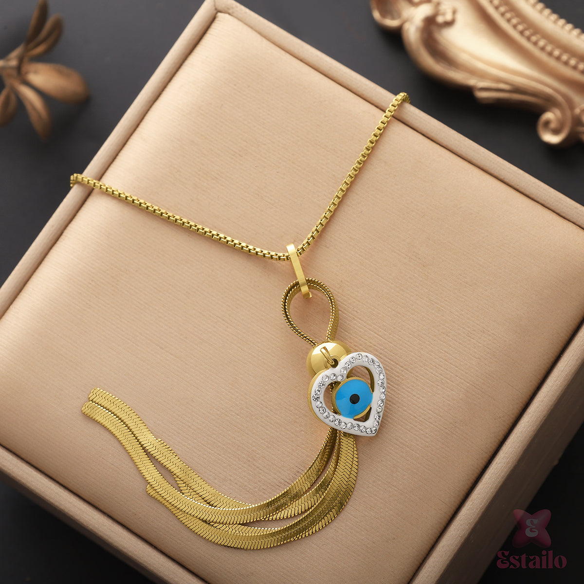 Golden Heart Eye Necklace